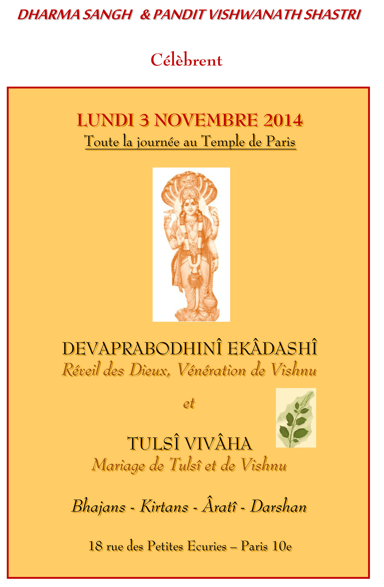 affiche annonce fête devaprabodhini ekadashi