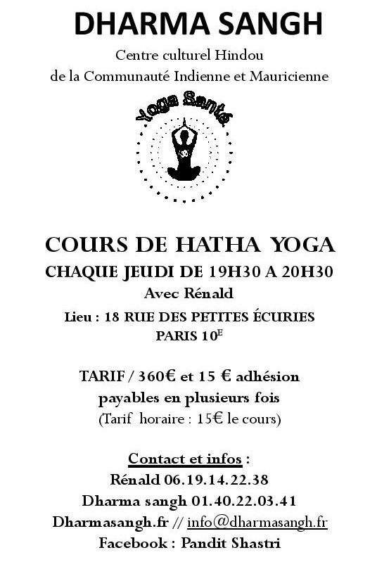 FLYERS COURS YOGA COURS JEUDI RENALD